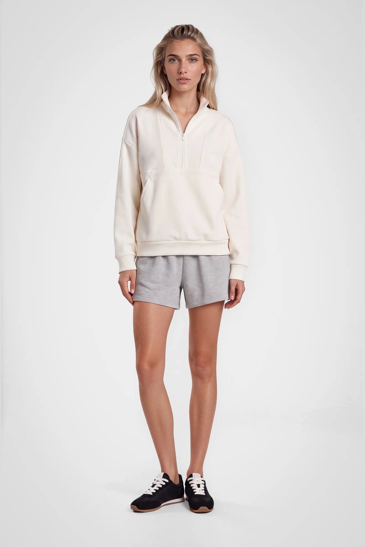 Avelisse Rib Velour Quarter-Zip Pullover