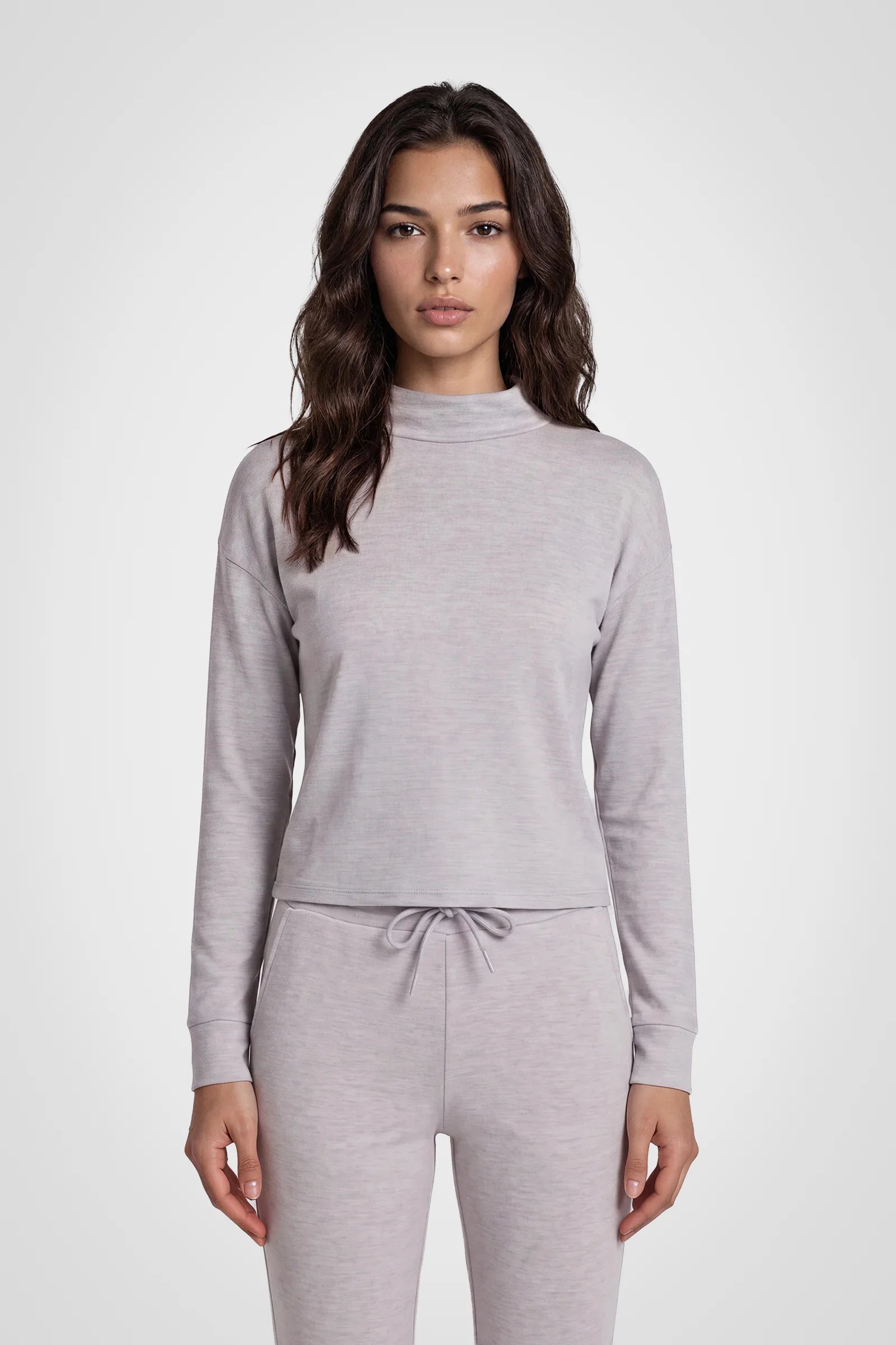 CloudSoft Hi-Low Mock Neck Pullover