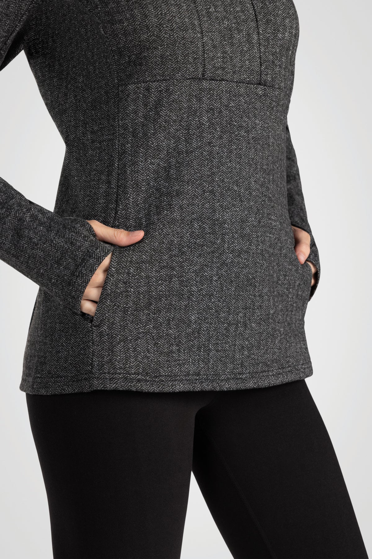 Mock Neck Half-Zip Long Sleeve Top