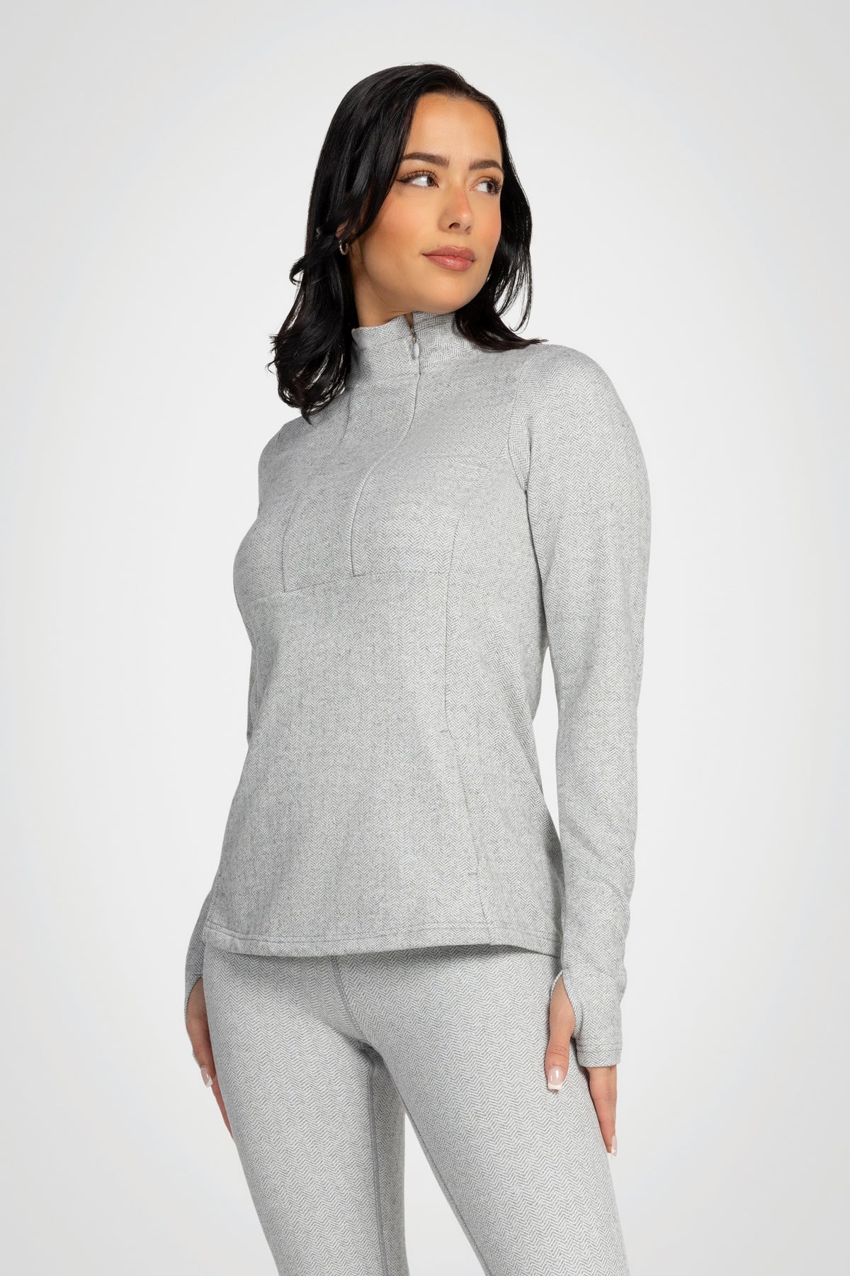 Mock Neck Half-Zip Long Sleeve Top