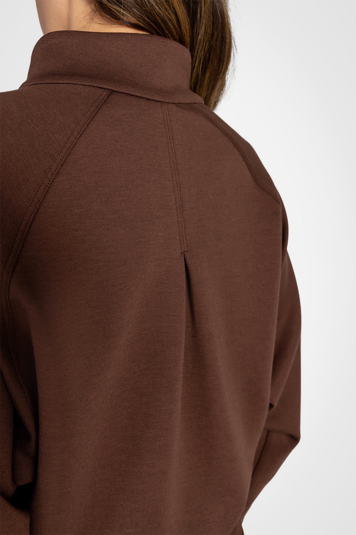 Stretch Knit Mock Neck Half-Zip Long Sleeve Top