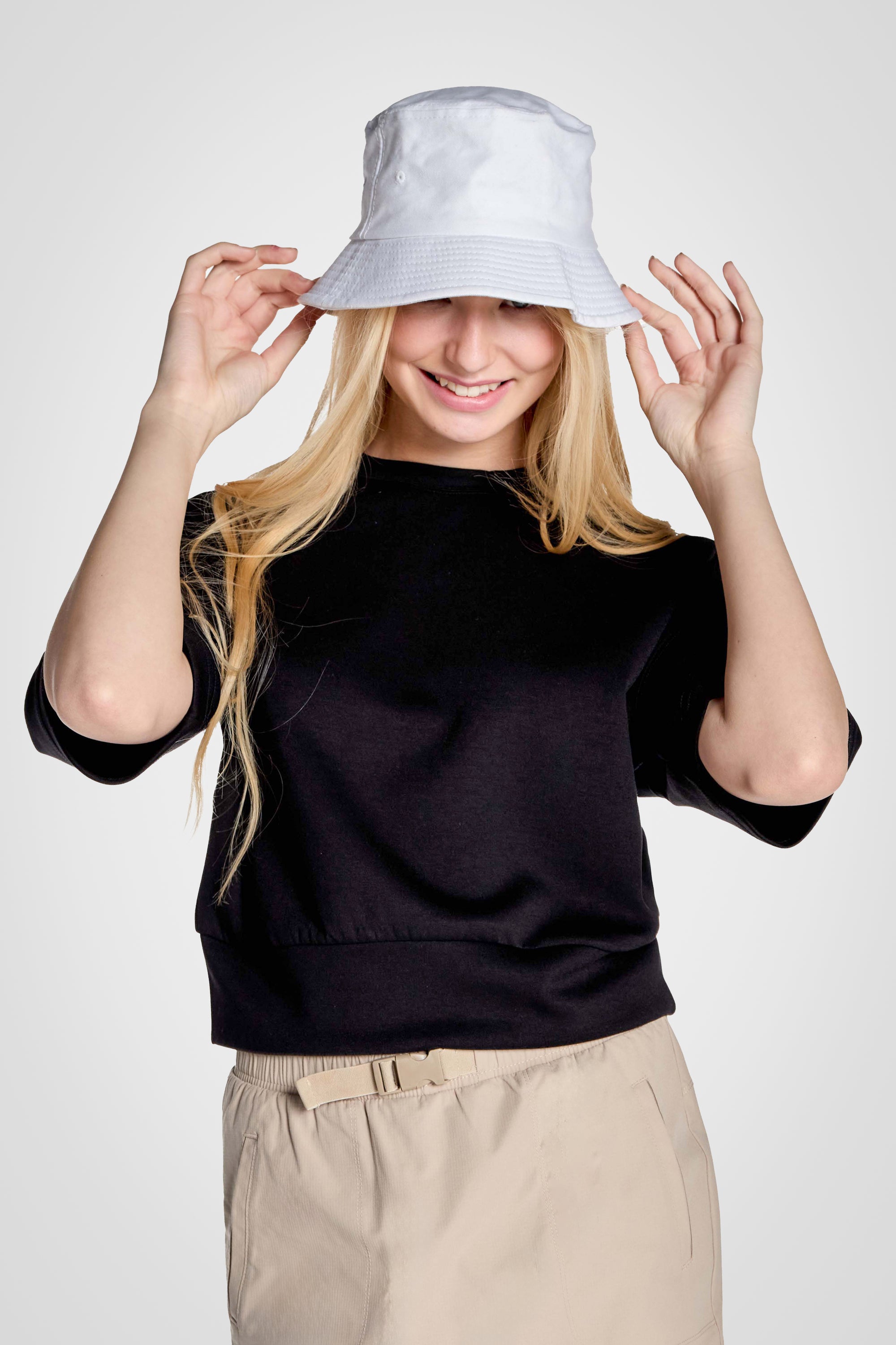 Stretch Knit Crew Neck Short Sleeve Top