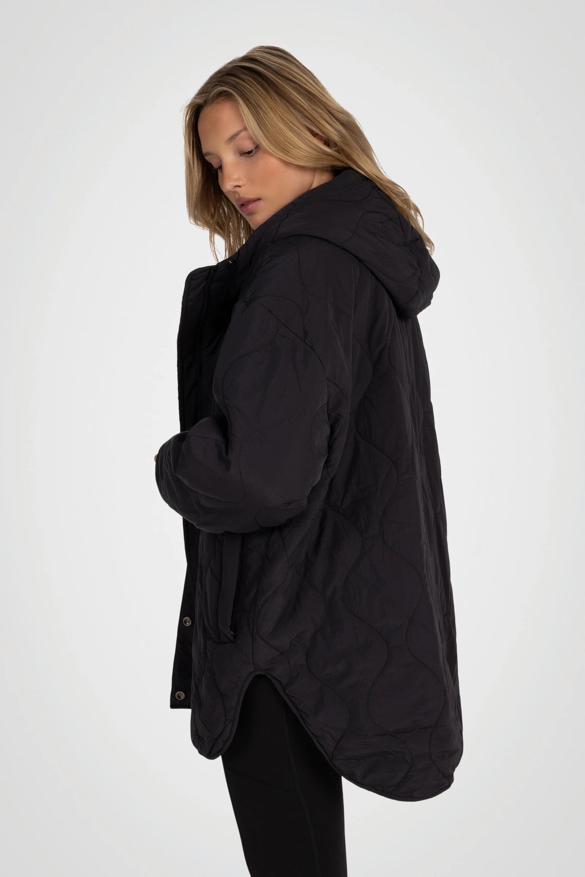 Avelune Hi-Low Quilted Hooded Jacket