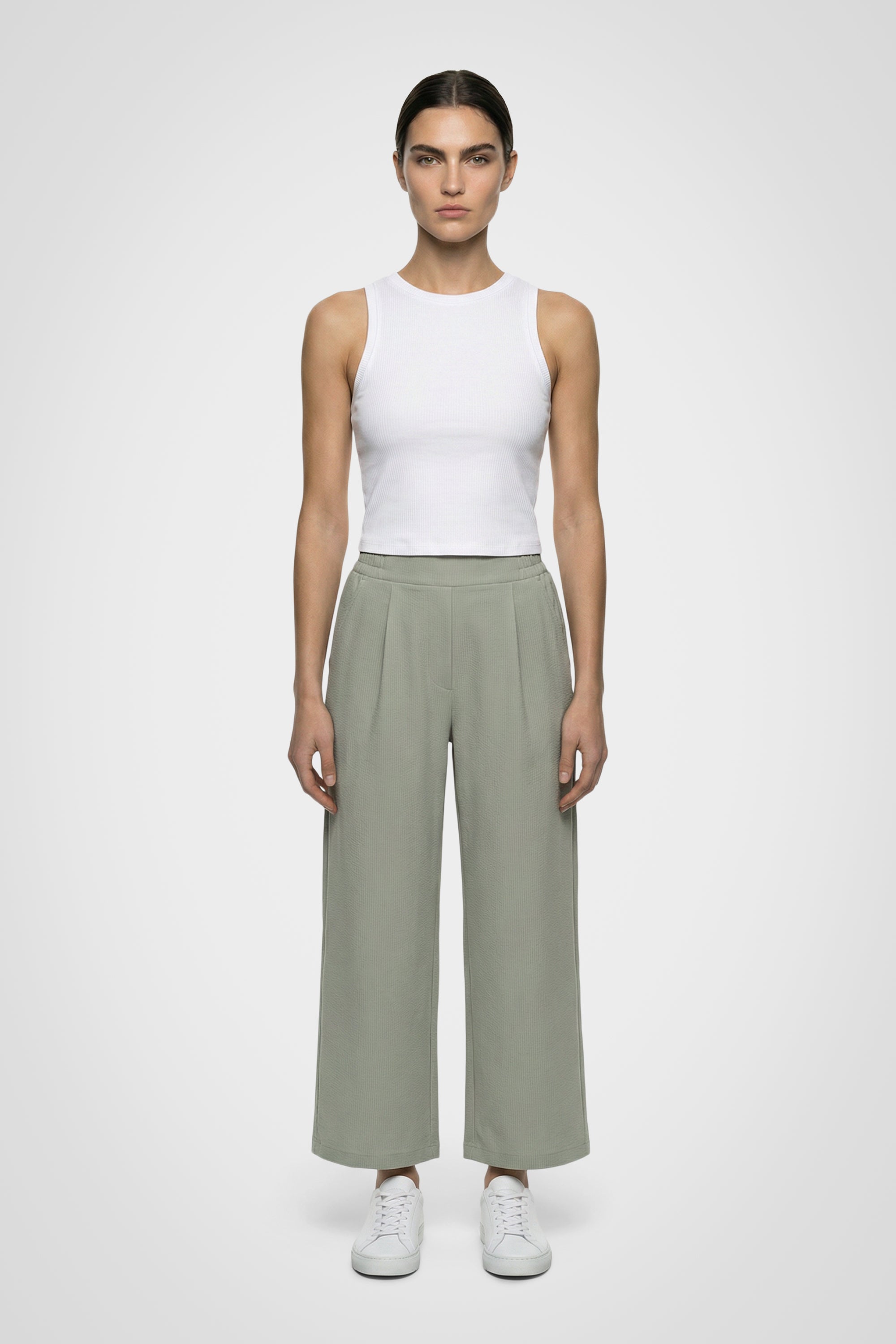 Seersucker Wide Crop Pant
