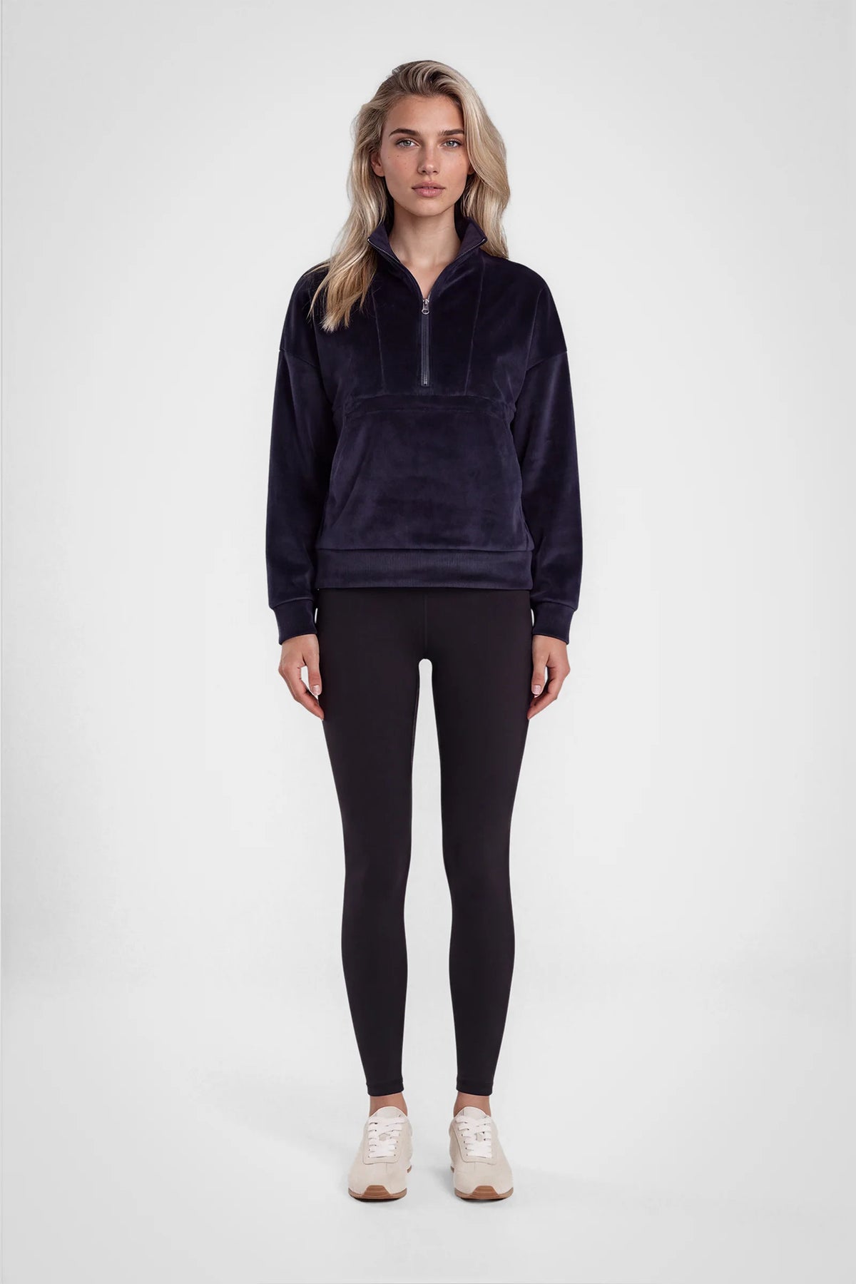Avelisse Rib Velour Quarter-Zip Pullover