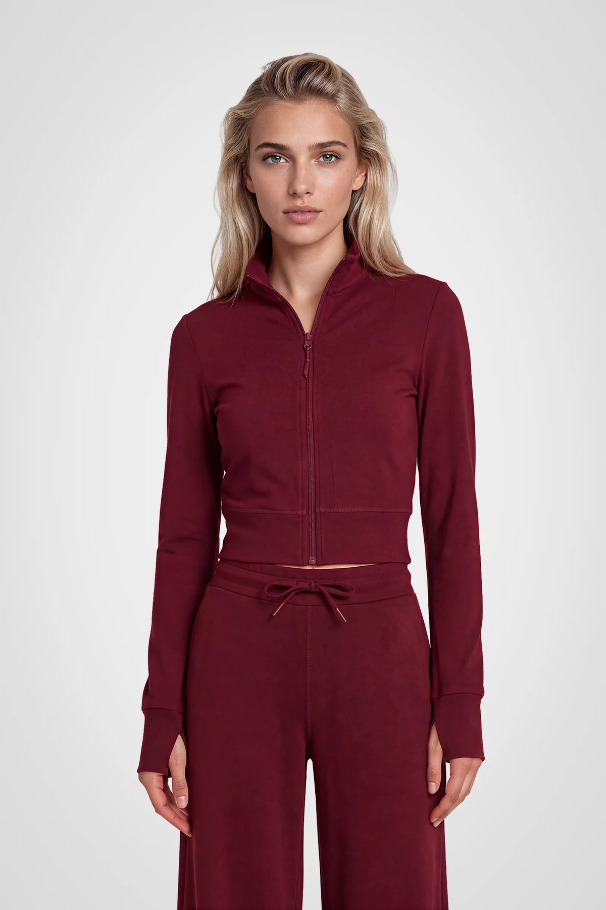 Aerelle Moss Jersey Funnel-Neck Jacket