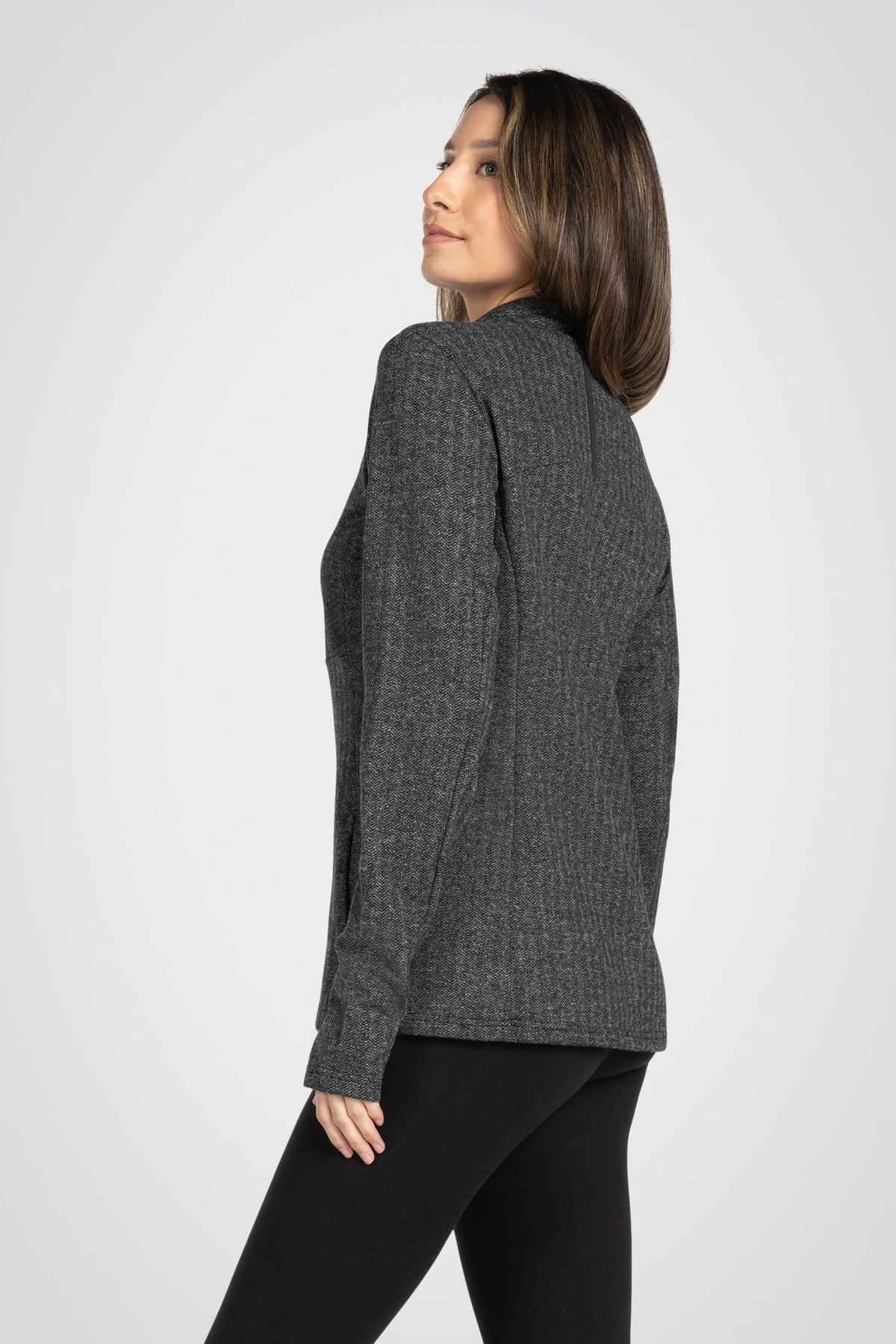 Mock Neck Half-Zip Long Sleeve Top