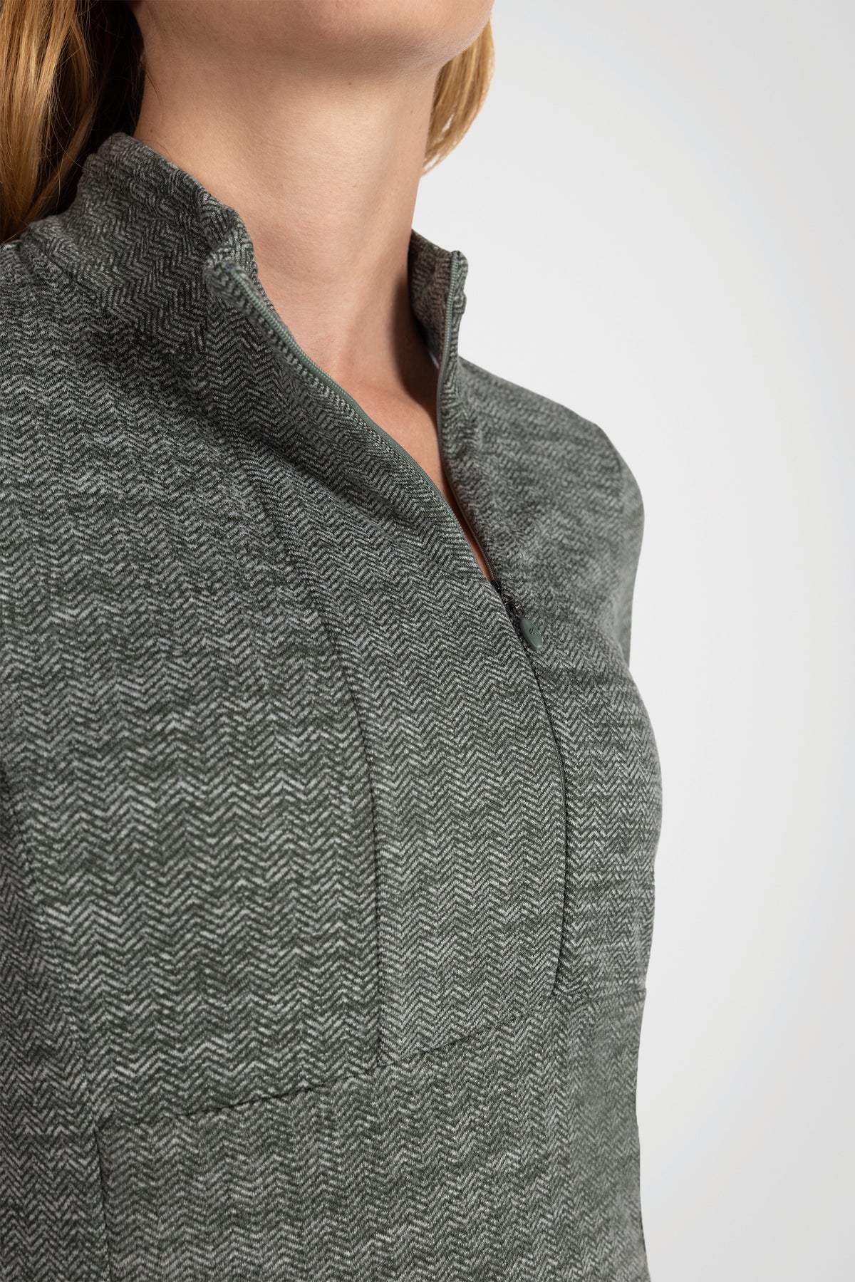 Mock Neck Half-Zip Long Sleeve Top