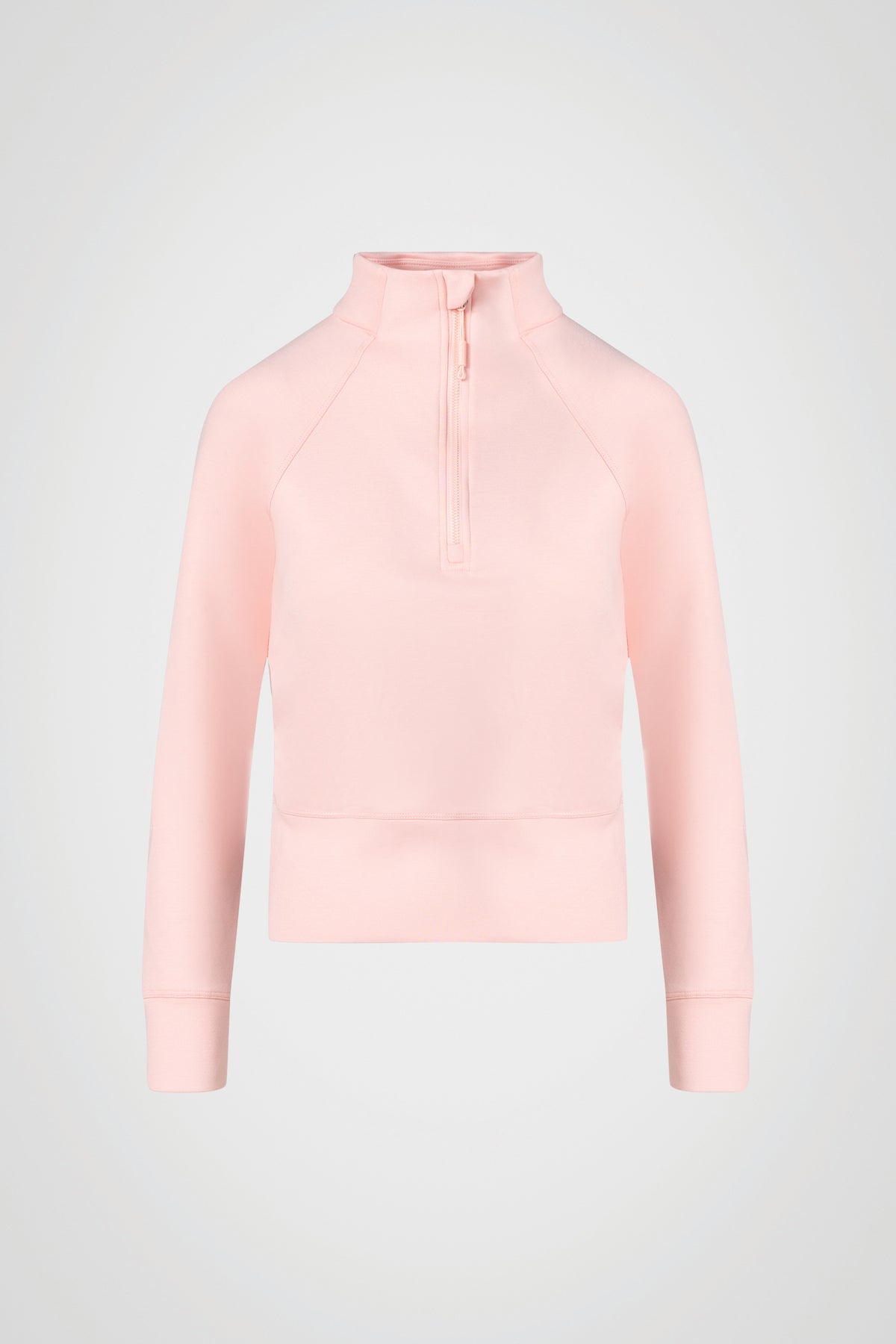 Stretch Knit Mock Neck Half-Zip Long Sleeve Top