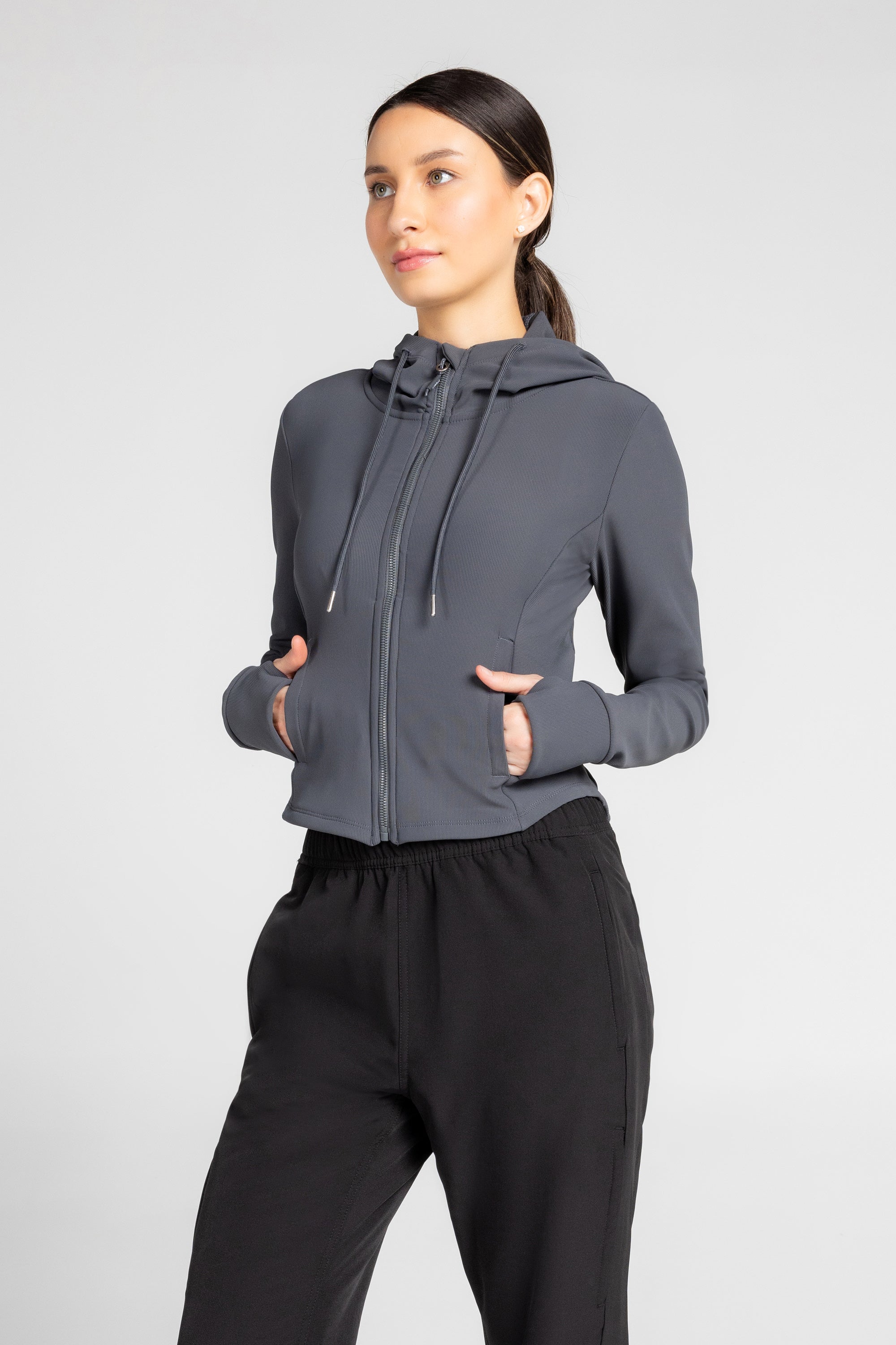 Maddy Ottoman Zip-Up Hooded Jacket